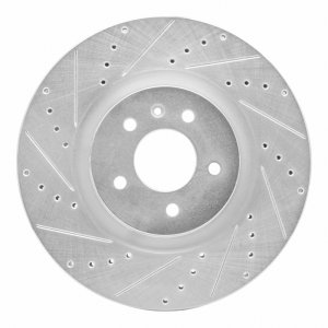 Buick Regal Sportback Brake Rotor (1) - Front Left - R1 Concepts - Drilled & Slotted - Silver - `16-`20